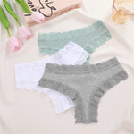 New Lace Seamless Cotton Panties Ribbed Maillard Brazilian Pants LowWaist Women Panties Breathable Girls Underwear Soft Lingerie