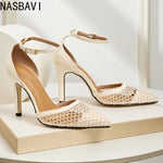 2026 Summer New Style - Three-color Mesh Open Toe Business Shoes with Round Tops, Small Inner Cuts, Thin High Heels