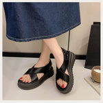 Women's Summer 2026 Thick Heel Fashionable Outdoor Wear Platform Beach Roman Shoes Open Toe Roman Style