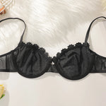 Women's Lingerie sexy bra polka dot thin style translucent flower sweet style lingerie push up braissereMR2639
