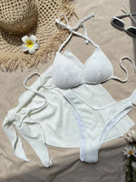 With Skirt Wrinkled Bra Cup Bikini Female Swimsuit Women Swimwear Three-pieces Bikini Set Push Up Bathing Suit Swim Beachwear