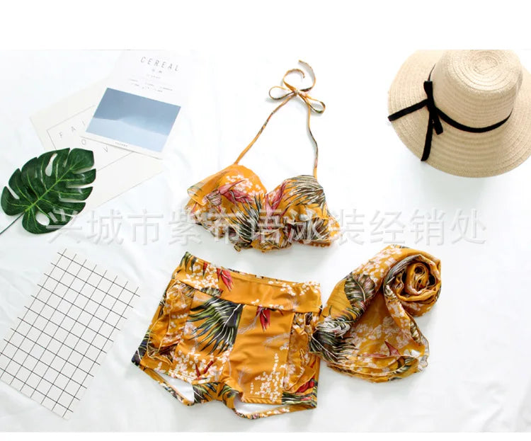 Swimsuit Fashionable Sweet Couple Swimsuit Bikini Three Piece Men's Beach Shorts