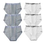 6Pcs/Set Women High Waist Cotton Briefs Letter Print Wide Waistband Panties Solid Color Full Coverage Hip Lifting Lingerie M-2XL