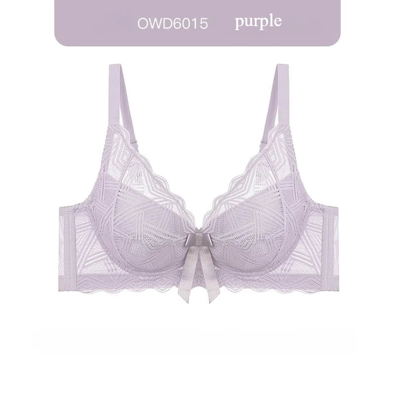 Minimizer Full Coverage Bra Plus Size70-95 B-F Sheer Lace Underwire Underwear Side Support Slimming Demi Cup Lingerie for Women
