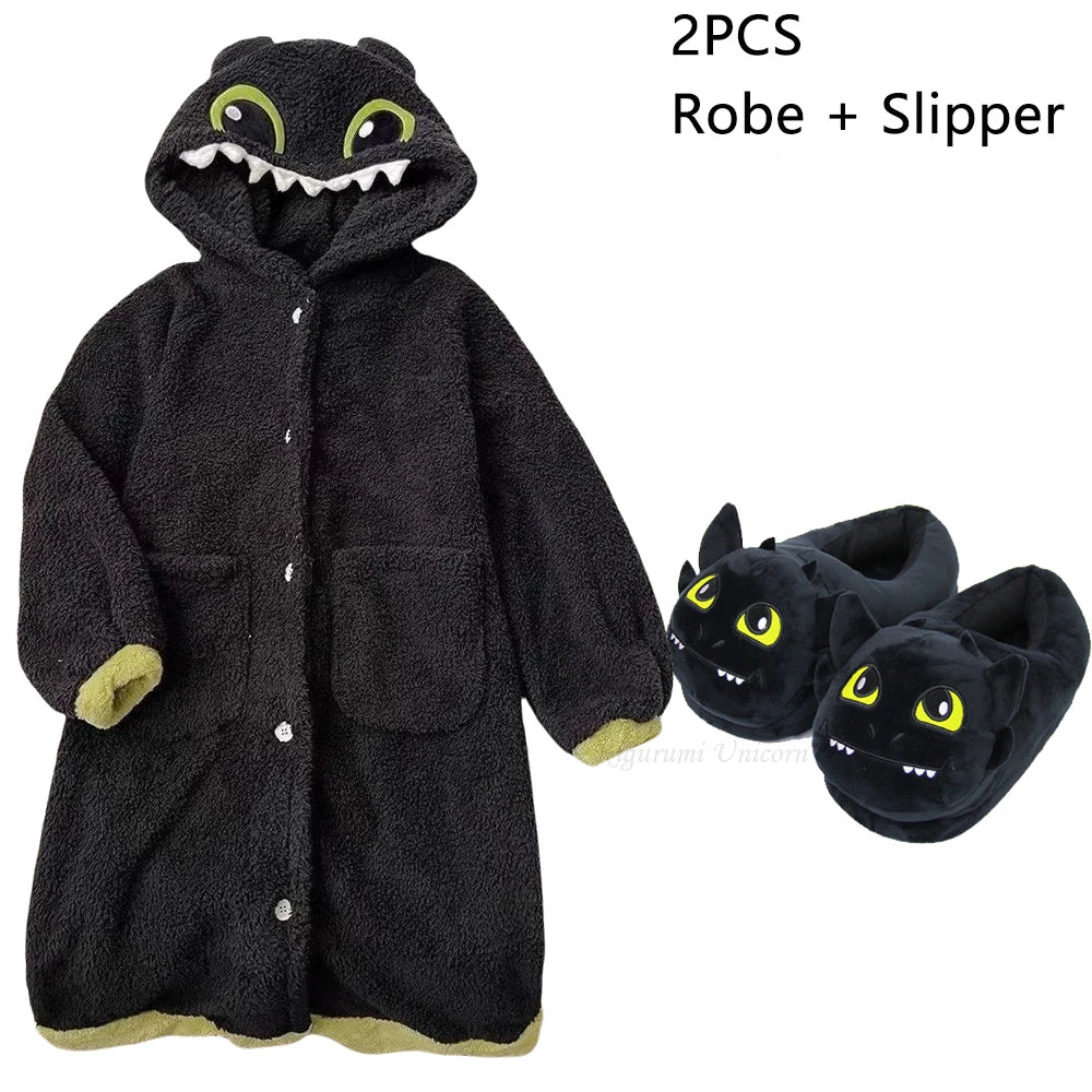 Adult Kigurumi Toothless Dragon Onesie Pajamas Cosplay Costume Robes Anime Nightgown Halloween Cartoon Sleepwear Slipper