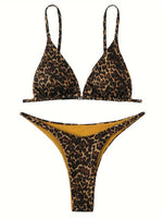 High Cut Micro Bikini Women Brown Leopard Bandage Push Up Bra Swimsuit Sexy Bathing Suit Padded Thong Swimwear Biquini 2026