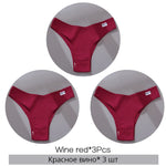 3Pcs/Set Women Cotton Panties Sexy V Waist Briefs T-Back Brazilian Underpants Female M-XL Underwear Girls Breathable Intimates