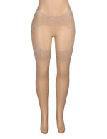Luxury Lace Pantyhose Garter Belt Tights Cross Lace Waistband High Elastic Sexy Stockings Women Fashion Hosiery Plus Size XS-5XL