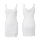 Women Sparkle Sequined Tank Dress Sleeveless U Neck Slim Fit Sexy Slit Mini Dress for Club Party Evening Summer