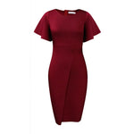 2025 Women Plus Size Bodycon Dress Fashion Elegant Commuter Sexy Short Sleeved Office Vestidos Solid Color High Waisted Dresses