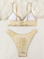 Golden Glitter Sparkling High Cut Bikini Women Swimsuit Female Swimwear Two Pieces Bikini Set Bather Bathing Suit Swim Beachwear