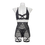 Summer new women's sexy strappy see-through mesh lingerie four-piece set Women's Pajama Lace Underwear Set Intimates 2025