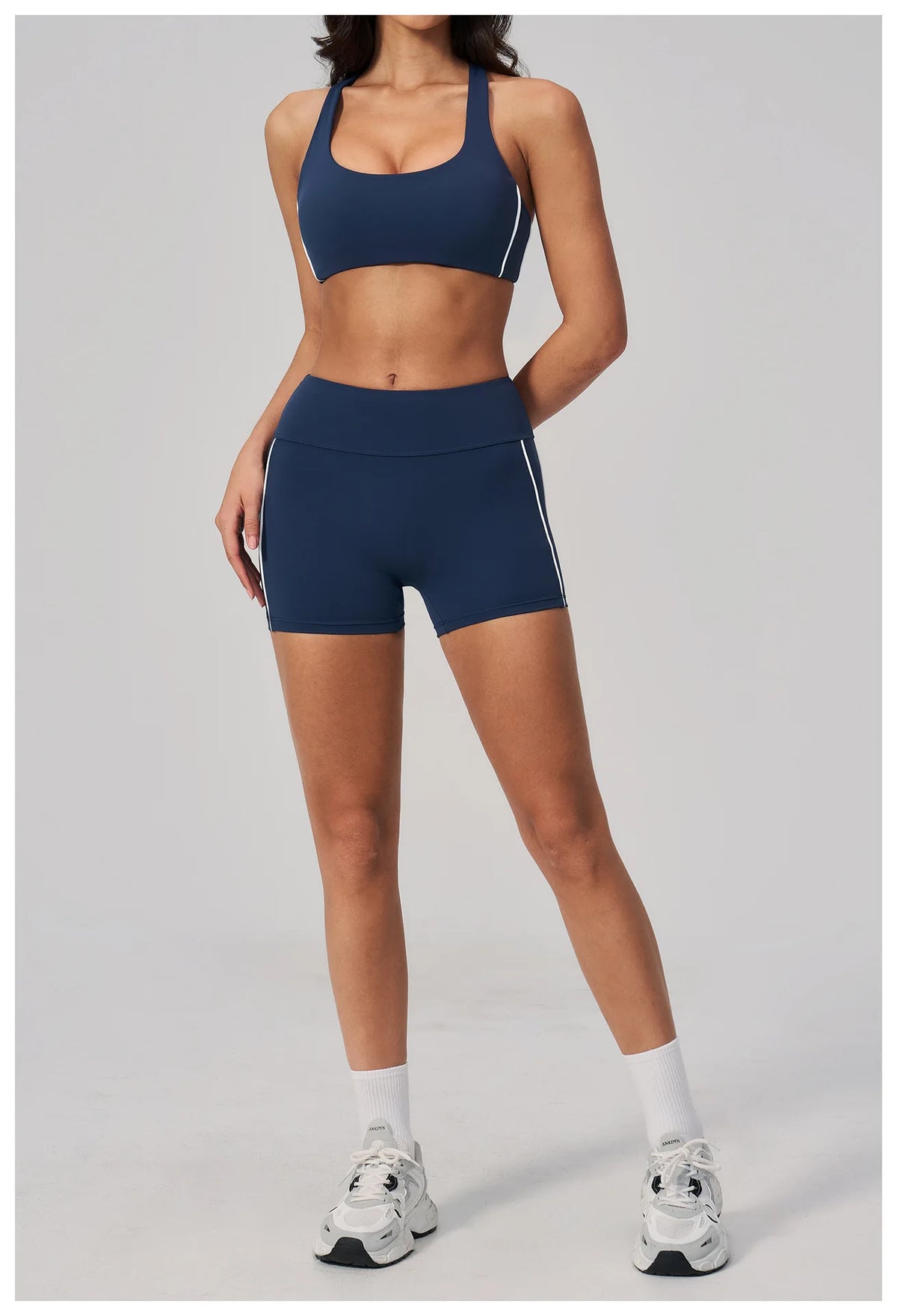 Quick Drying Shaved Tight Yoga Suit for Women Color Contrast Slim Sports Bra High Waist Shorts Running Fitness Suits Tracksuit