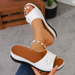 Lightweight Wedges Slippers Women 2025 Summer Flower Decor Thick Sole Sandals Woman Plus Size 36-43 Platform Beach Flip Flops