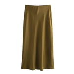 Foridol Autumn Winter Burgundy Satin Skirt Women Party Silk Skirt High Waist Straight Long Faldas Mujer Christmas Skirt
