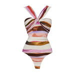 2Pcs Striped Swimsuit With Long Skirt Sexy Women Bikini Push Up Swimwear Halter Biquini Female Bathing Suit Slimming Beachwear
