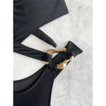 Sexy Tummy Cut Out Leopard Snakeskin Women Swimwear One Piece Swimsuit Female Halter High Cut Leg Bather Bathing Suit Swim V7972