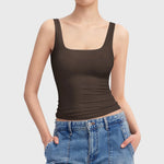 Square Neck Camisoles For Women Chiffon Solid Sleeveless Tight Elastic Bodysuit Slimming Top Sexy Women Blouses Ropa De Mujer