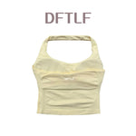 DFTLF Impact Halter Top Women Gym Clothing Backless Seamless Sports Yoga Vest Running Fitness Workout Sleeveless Tank Top