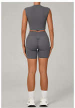Naked Yoga Sets Women Quick Drying Slim Sports Shirt Fitness Suit Outdoors Sport High Waist Shorts Tight Running Workout Clothes