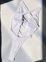 Deep V Neck Criss Cross Backless One Piece Swimsuit Women Thong Swimwear Female High Leg Cut Monokini Bather Bathing Suit Swim