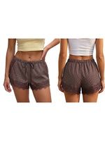 Women's Summer Shorts Elastic Waist Striped Lace Hem Loose Shorts with Pockets Fashion Daily Out Going Lounge Short Pants