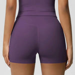 Women's High-Waist Quick-Drying Yoga Sports Shorts Nude Summer Fitness Running Training Three Quarter Length