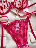 French Lace Heart Bra Set Girls Sexy Women Bralette Adjustable Transparent Embroidery Underwear Thong Bras Lingerie Panties Sets