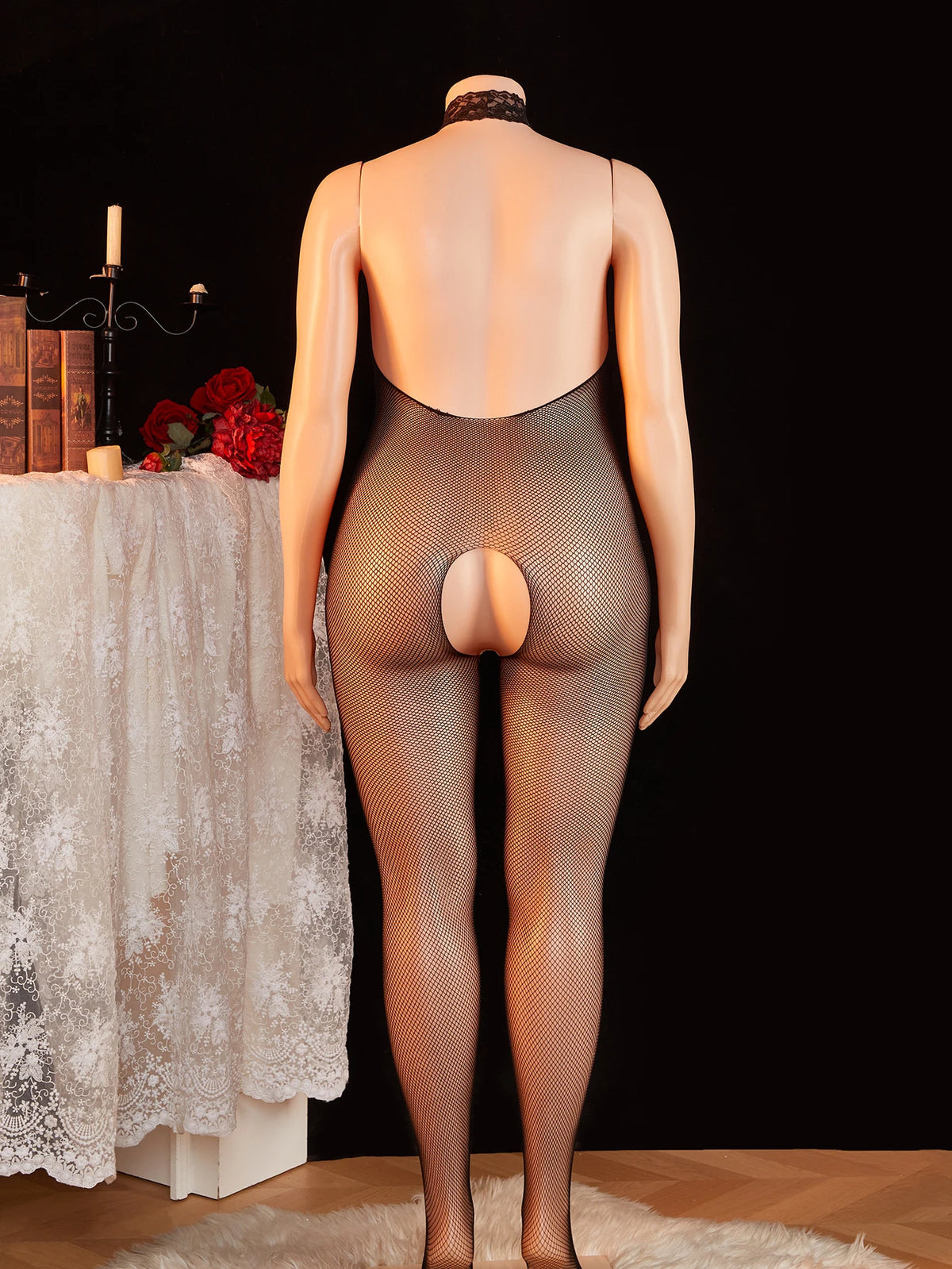 Women's Netted Bodysuit Open Crotch High Cut One Piece Teddy Sexy Lingerie Fishnet Leotard Erotic Costume
