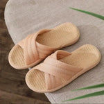 Breathable Cotton Linen Slippers For Women Men Spring Summer House Shoes Anti-slip Solid Color Couples Home Floor Slides