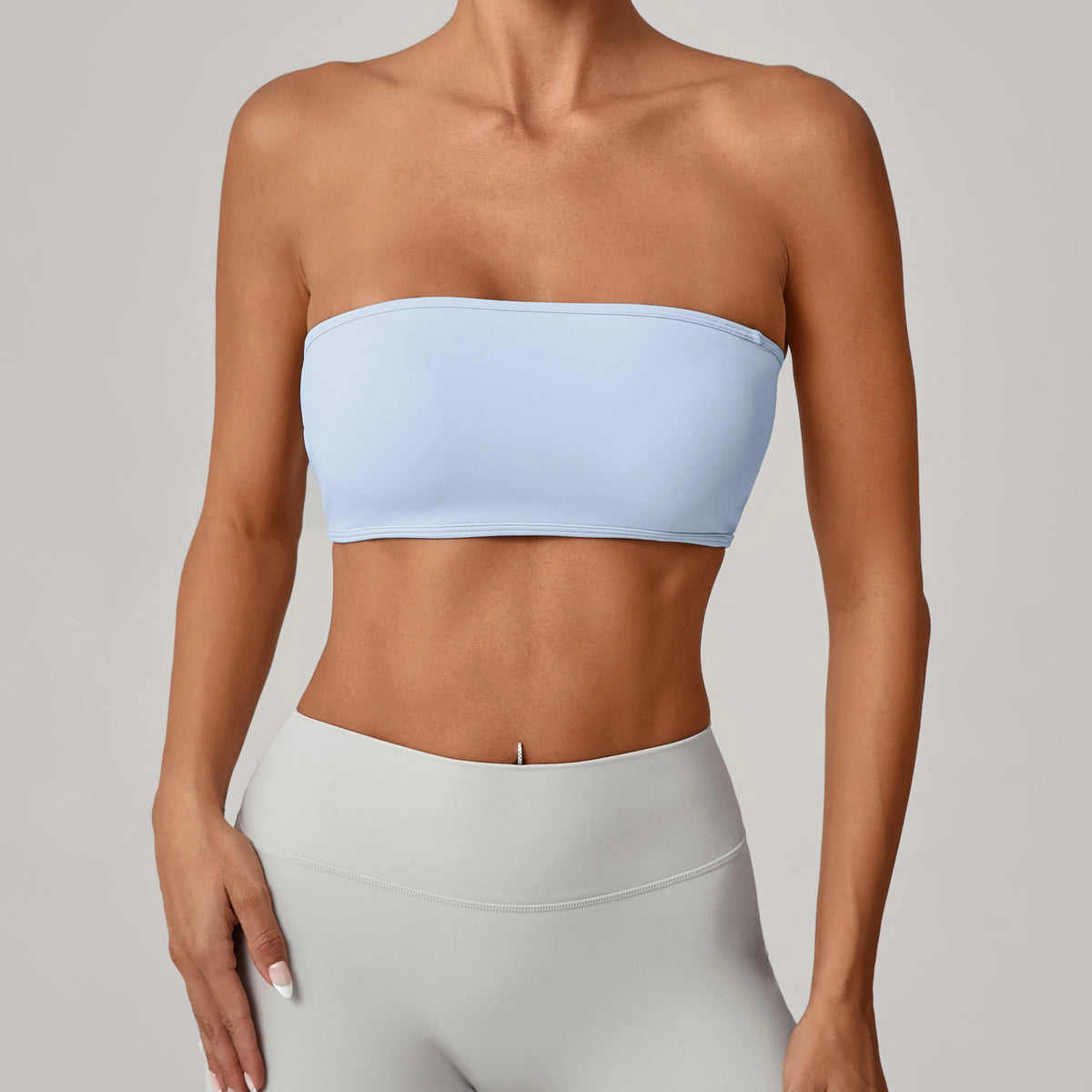 Padded Backless Bandeau Sports Bra Gym Women Crop Tube Top Seamless Yoga Top Sexy Workout Sportswear Push-up Fitness Underwear