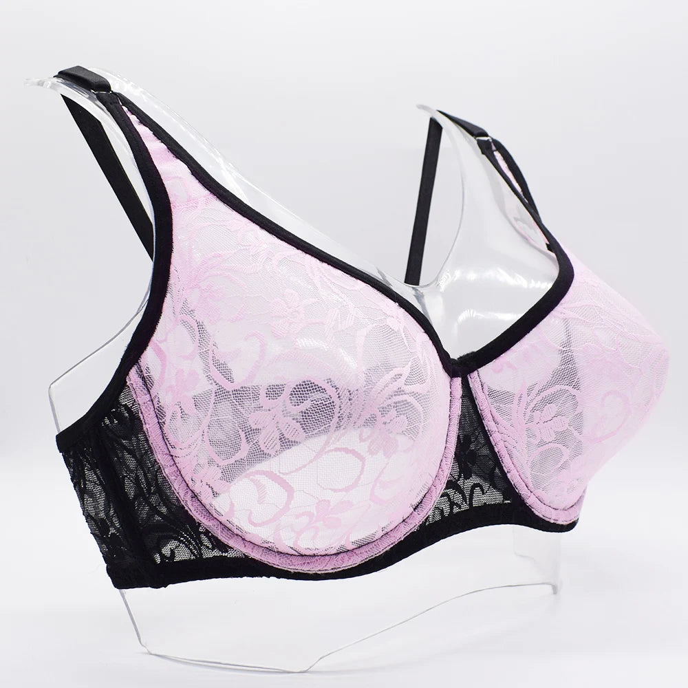 Womens Underwear Lace Bras Underwire BH Hollow Out Embroidery Sexy Lingerie Tops Plus SizeBrassiere A B C D Cup