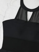 2026 Halter String Solid Swimsuit One Piece Sexy Black MeshSwimwear Women Bathing Suit Female Swimming Summer Beachwear Bodysuit