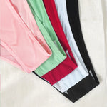 5pcs Women's New Trendy Triangle Panty Multi-Color Set Satin Silky Fabric Silver Ribbon Metal Decoration Breathable Underwear