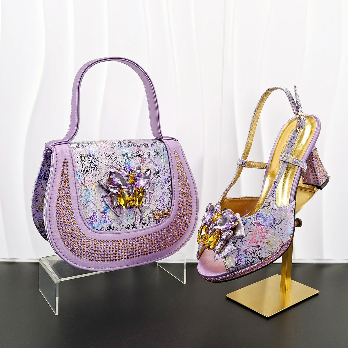 Doershow Women Shoes and Bags To Match Set Italy Party Pumps Italian Matching Shoe and Bag Set for Party shoes!HG1-1