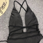 Sexy Deep V Neck Wrap Around Female Swimwear One Piece Swimsuit Women Backless Monokini High Leg Cut Bathing Suit Swim Beachwear