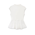 Women's Fashion Casual Sleeveless Half-High Collar Short Skirt Hem Top White Sleeved Peplum Top High Neck Slim Fit Casual KUAT