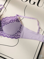 Women's Oversized Underwear With Half Cup Gathered Anti Sagging Flower Embroidery Design Suitable For Plump Women 90D-110D B2510