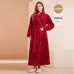 Autumn Winter Flannel Plus Size Robe Pajamas Thick Cozy Fleece Couple Bathrobe, Men Women Long Warm Loungewear,