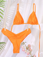 Miyouj Glitter Fabric Bikinis 2026 Sexy Bikini Set Folds Swimsuit Female Halter Bathing Suit Women Swimwear New Beachwear
