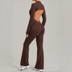 Women's Seamless Yoga Jumpsuits Sports Fitness Gym One-piece Long-sleeves Hip-Lifting Beauty Back Workout Training Bodysuits