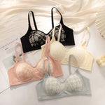 Summer Lace Half Cup Bra Small Bust Beachwear Gathering Light Support Pure Bralette Ultra Thin Wirefree Set AU MOYISU S-XL-32-38