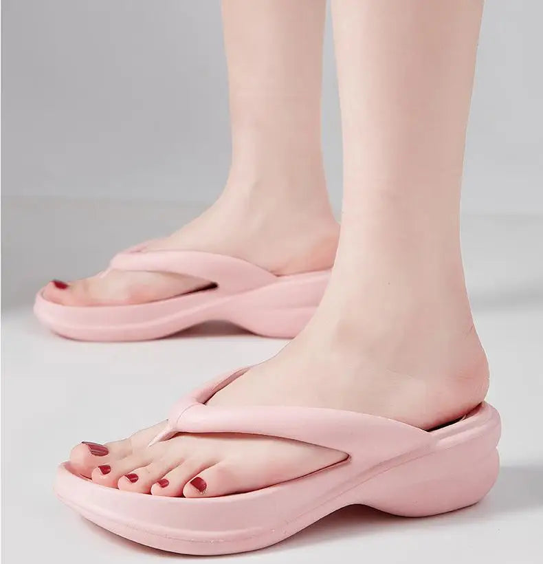 Thick Sole Wedges Flip Flops For Women 2025 Summer ClipPlatform Sandals Woman Non-slip Beach Slippers Girls Outdoor Slides
