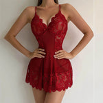 Semi-transparent Women Nightwear V-neck Bra Open Sleep Skirt Sexy Tulle Suspenders Exquisite Nightgowns Erotic DressPlus Size