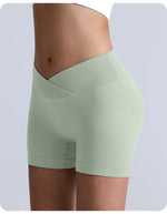 Cross-Back Yoga Shorts for Women - High-Waisted Tummy Control Fitness & Yoga Running Breathable Quick-Dry Shorts