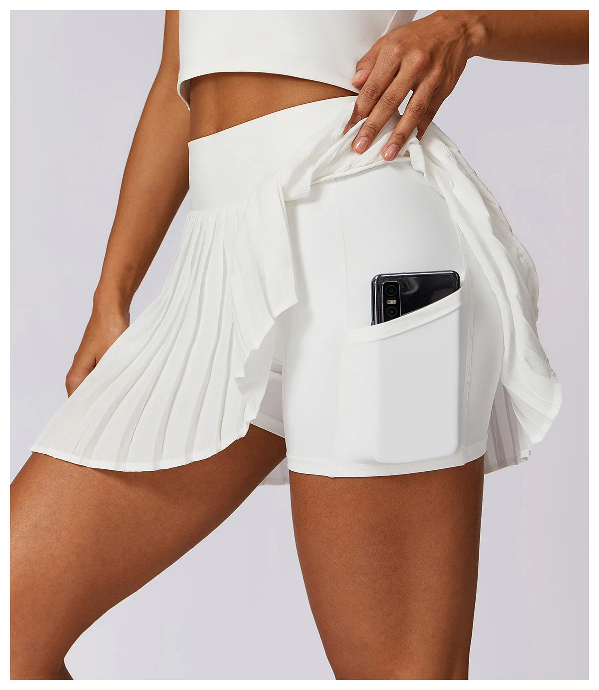 Sports Tennis Short Skirt Women's Summer Pleated Fake Two-piece Quick Drying Skort Fitness High Waist Pocket Yoga Running Skirts