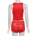 European and American 2026 Spring and Summer Casual Contrast Color Halter Backless Top High Waist Butt Lifting Shorts Set