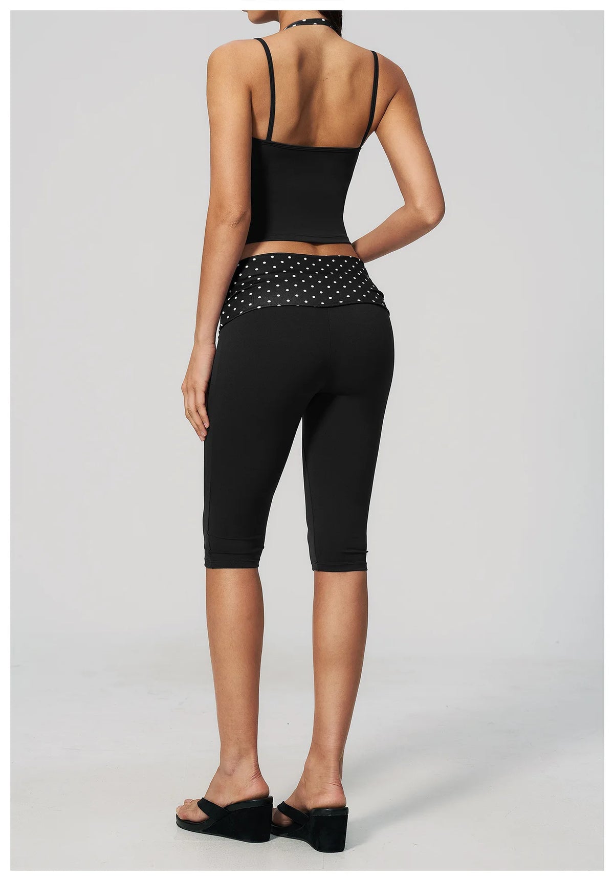 New Fake Two-piece Yoga Sets Women Striped Shock-absorbing Slim Sports Tank Top Fitness Suit Gym High Waist Mid Pants Tracksuit