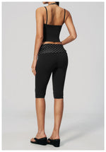 New Fake Two-piece Yoga Sets Women Striped Shock-absorbing Slim Sports Tank Top Fitness Suit Gym High Waist Mid Pants Tracksuit