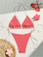 Sexy Micro Bikini 2024 Gingham Print Swimsuit Female Swimwear Women Strings Thong Bikinis Set Bather Beachwear Bathing Suit Pool